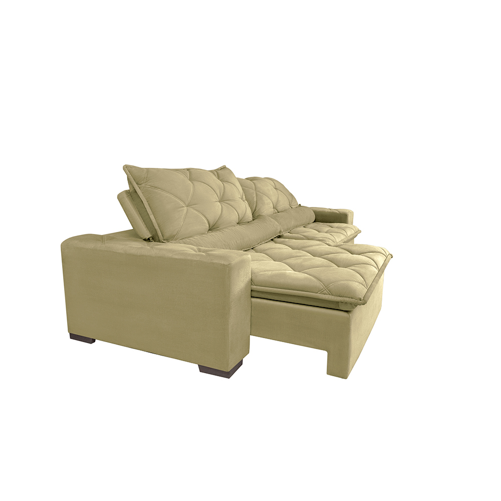 Sofá Magnum 2,82m Retrátil, Reclinável com Molas no Assento e Almofadas Lombar Tecido Suede Bege - Cama InBox