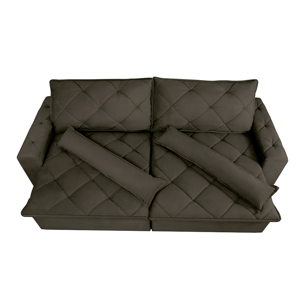 Sofá Magnum 2,82m Retrátil, Reclinável com Molas no Assento e Almofadas Lombar Tecido Suede Café - Cama InBox
