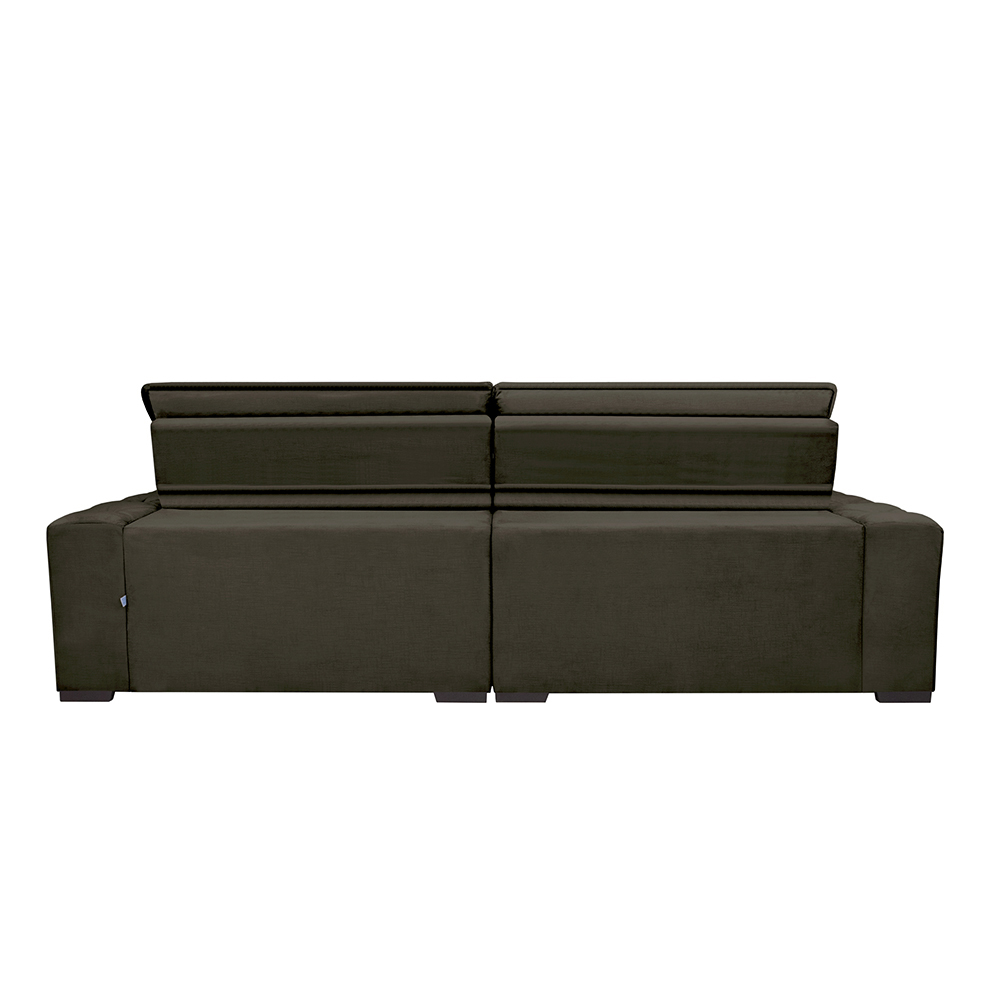 Sofá Magnum 2,82m Retrátil, Reclinável com Molas no Assento e Almofadas Lombar Tecido Suede Café - Cama InBox