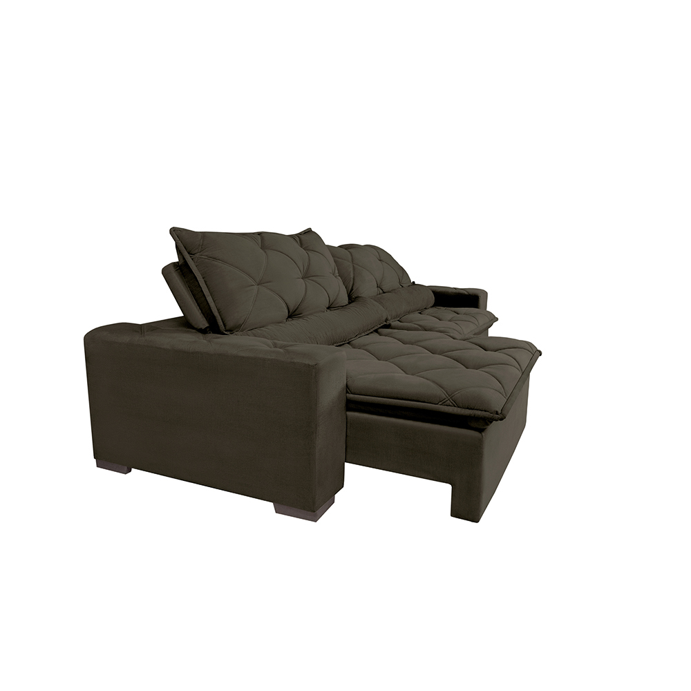 Sofá Magnum 2,82m Retrátil, Reclinável com Molas no Assento e Almofadas Lombar Tecido Suede Café - Cama InBox