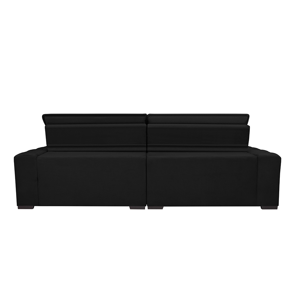 Sofá Magnum 2,82m Retrátil, Reclinável com Molas no Assento e Almofadas Lombar Tecido Suede Velusoft Preto - Cama InBox