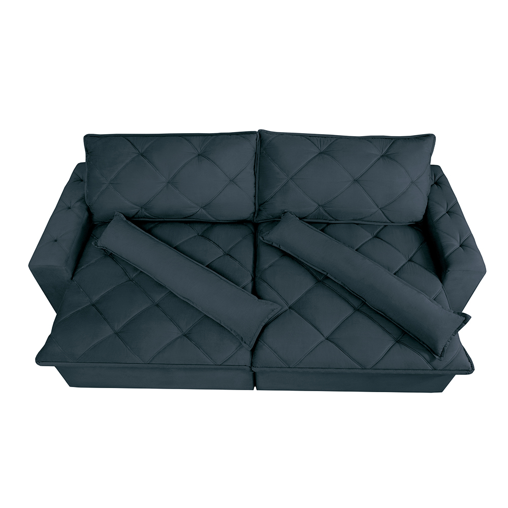Sofá Magnum 3,02m Retrátil, Reclinável com Molas no Assento e Almofadas Lombar Tecido Suede Azul - Cama InBox