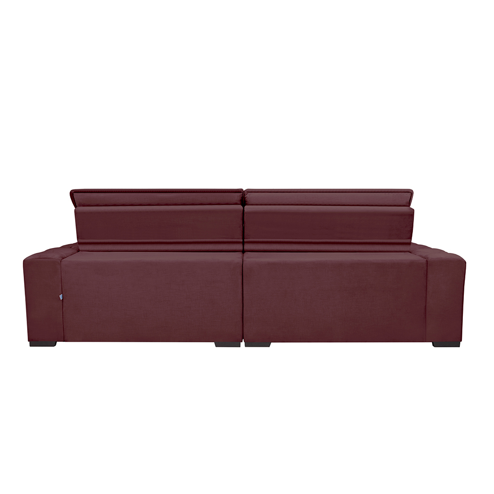 Sofá Magnum 3,02m Retrátil, Reclinável com Molas no Assento e Almofadas Lombar Tecido Suede Vinho - Cama InBox