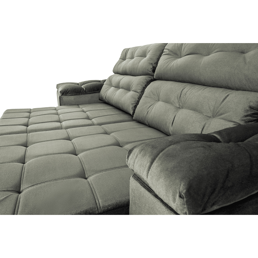Sofá New Itália 2,52 Mts Retrátil e Reclinável Tecido Suede Cinza - Cama InBox