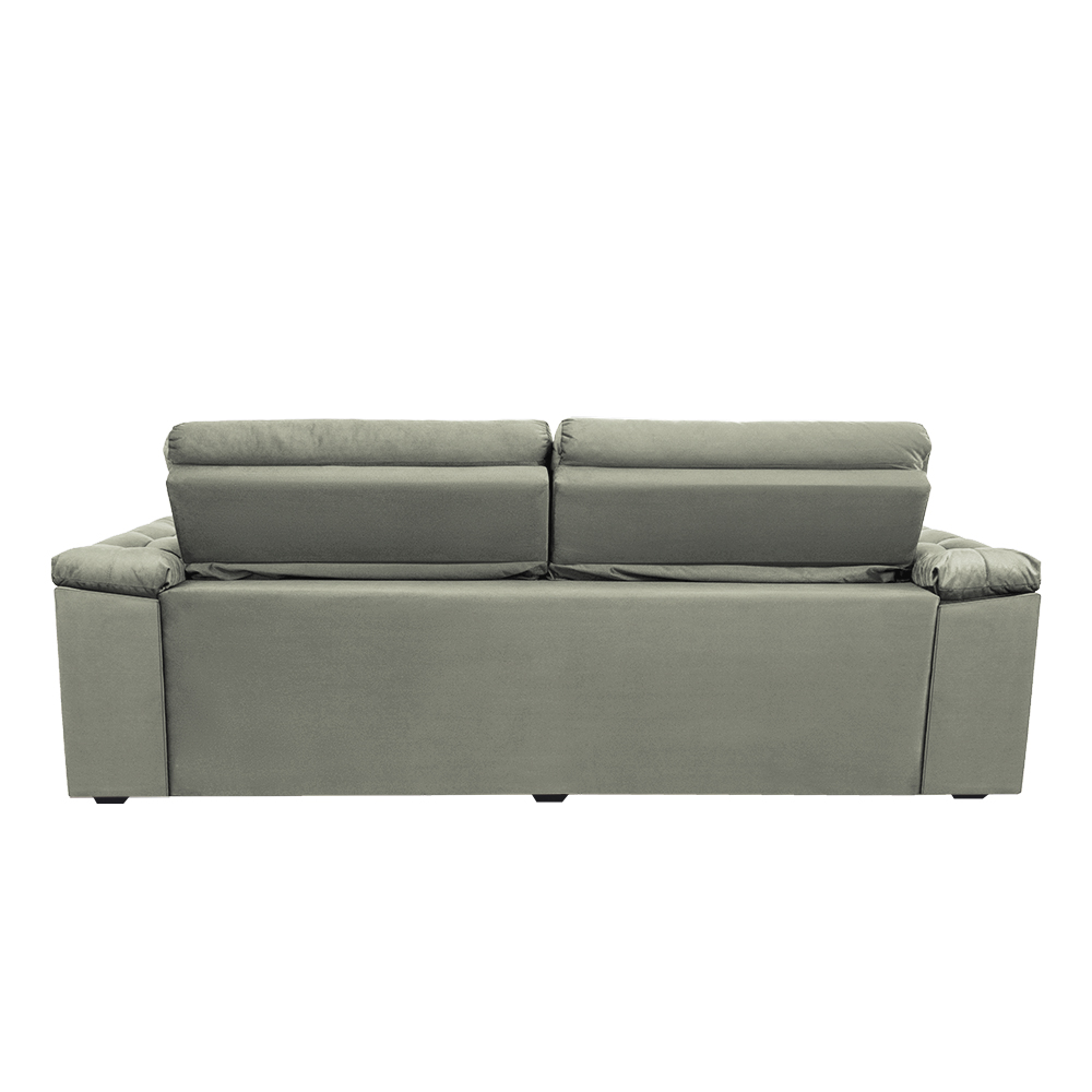Sofá New Itália 2,52 Mts Retrátil e Reclinável Tecido Suede Cinza - Cama InBox