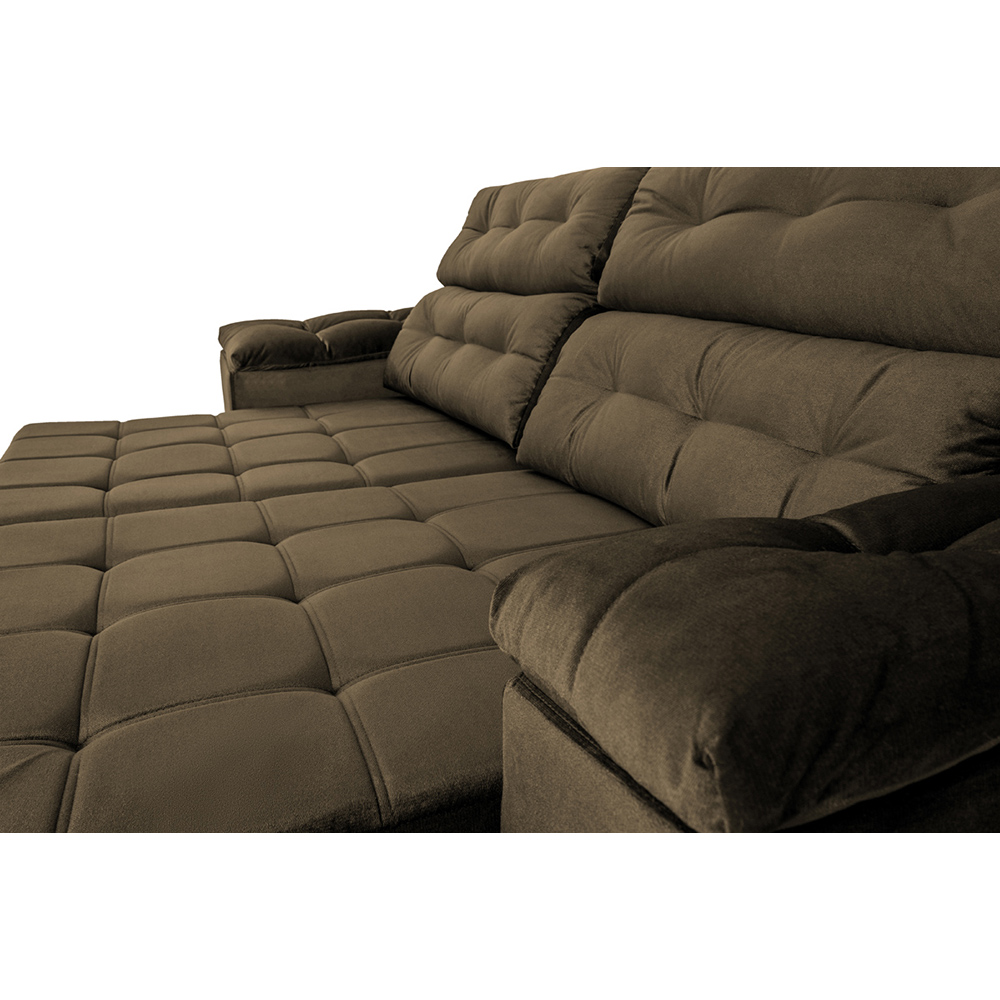 Sofá New Itália 2,52 Mts Retrátil e Reclinável Tecido Suede Marrom Café - Cama InBox