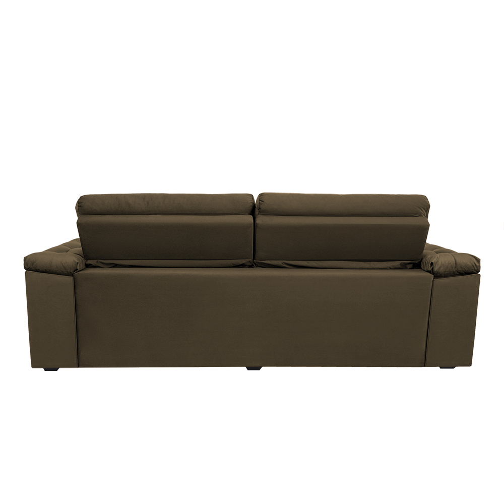 Sofá New Itália 2,52 Mts Retrátil e Reclinável Tecido Suede Marrom Café - Cama InBox