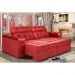 Sofá New Itália 2,52 Mts Retrátil e Reclinável Tecido Suede Vermelho - Cama InBox