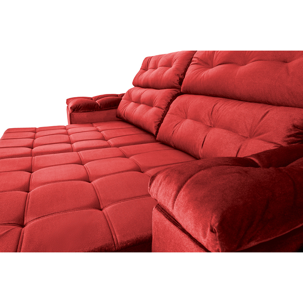 Sofá New Itália 2,52 Mts Retrátil e Reclinável Tecido Suede Vermelho - Cama InBox
