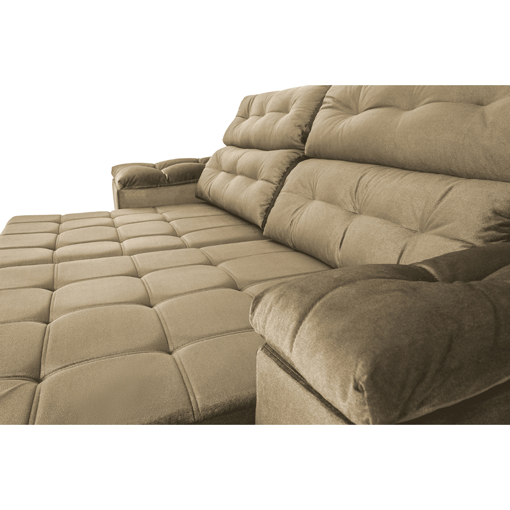 Sofá New Itália 2,72 Mts Retrátil e Reclinável Tecido Suede Marrom CAST0R - Cama InBox