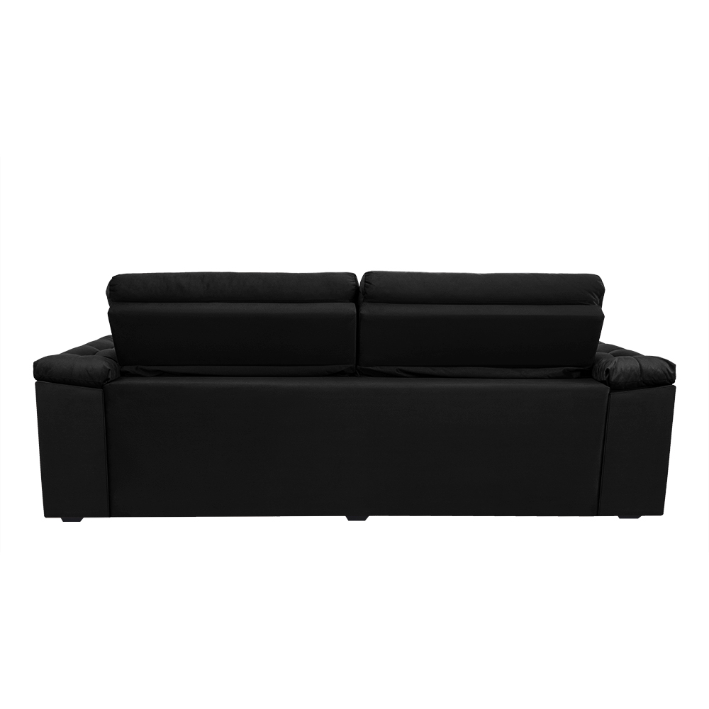 Sofá New Itália 2,72 Mts Retrátil e Reclinável Tecido Suede Preto- Cama InBox