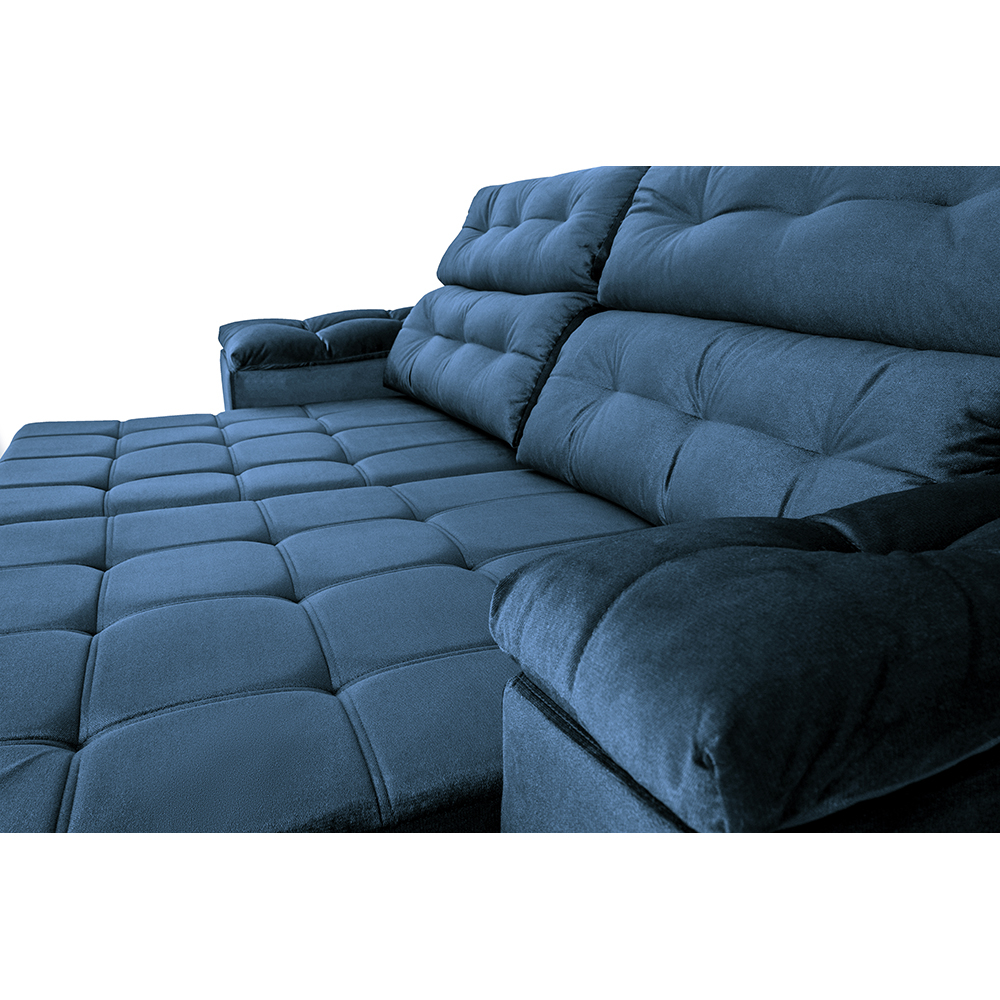 Sofá New Itália 2,72m Retrátil e Reclinável Tecido Suede Azul - Cama InBox