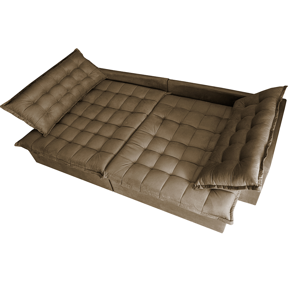 Sofá Retrátil Reclinável e Cama 2,35m Cama inBox Flex Suede Velusoft Castor