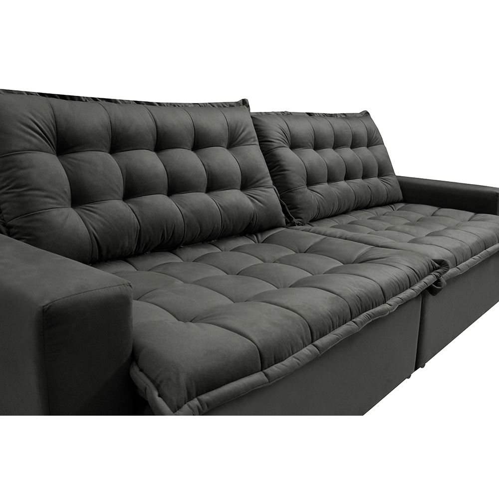 Sofá Retrátil Reclinável e Cama 2,35m Cama inBox Flex Suede Velusoft Cinza