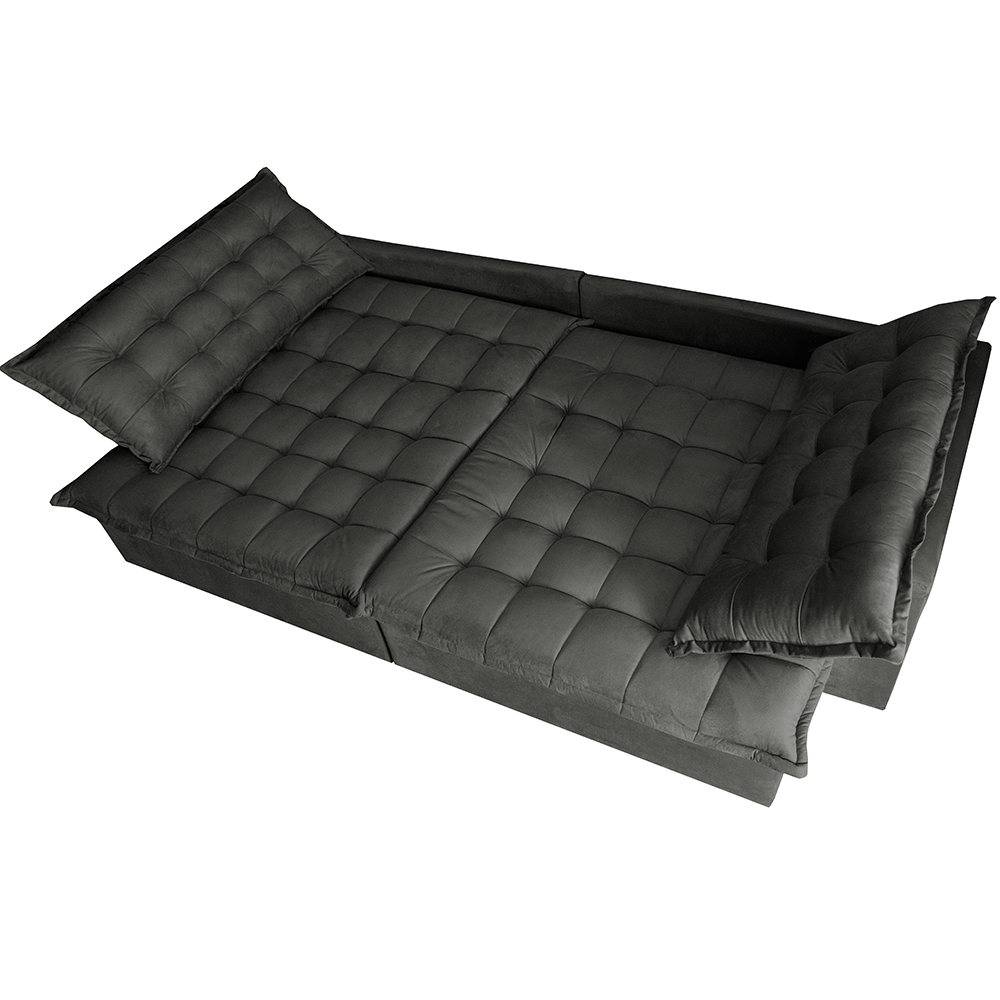Sofá Retrátil Reclinável e Cama 2,35m Cama inBox Flex Suede Velusoft Cinza