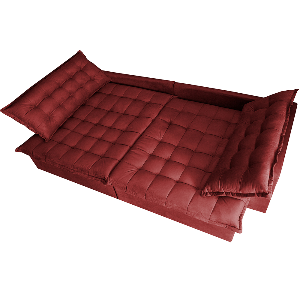 Sofá Retrátil Reclinável e Cama 2,35m Cama inBox Flex Suede Velusoft Vermelho