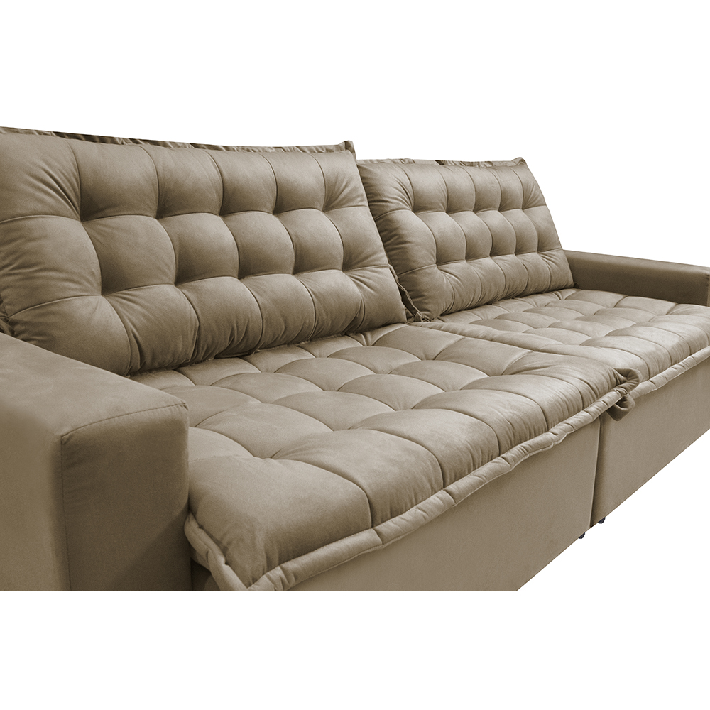 Sofá Retrátil Reclinável e Cama 2,75m Cama inBox Flex Suede Velusoft Bege