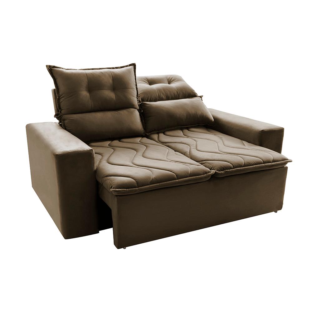 Sofá Retrátil e Reclinável 1,50m Cama inBox Smal com bordado pantográfico Suede Castor