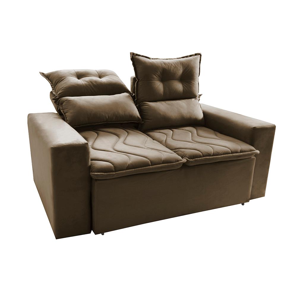 Sofá Retrátil e Reclinável 1,50m Cama inBox Smal com bordado pantográfico Suede Castor