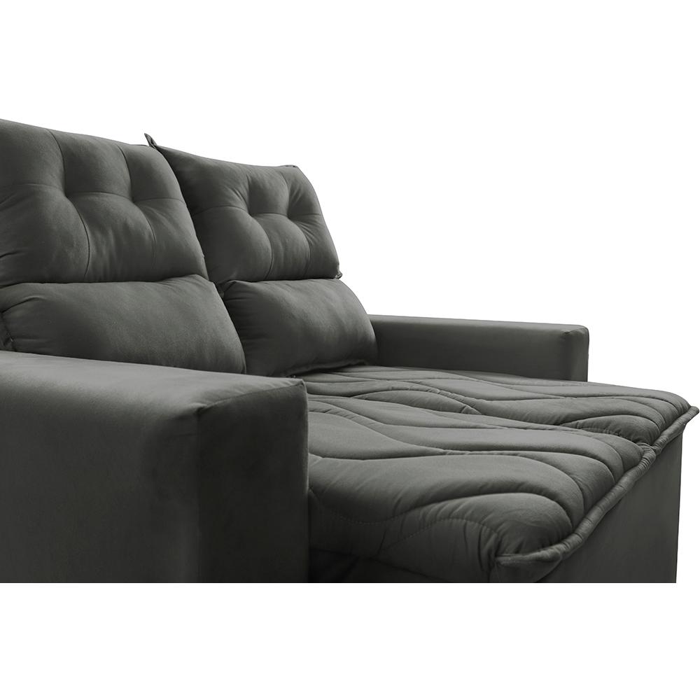 Sofá Retrátil e Reclinável 1,50m Cama inBox Smal com bordado pantográfico Suede Cinza
