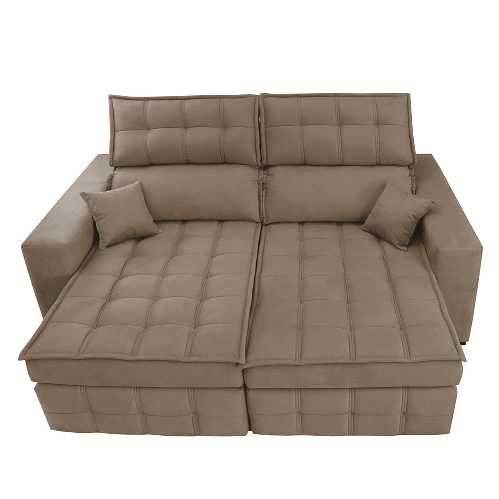 Sofá Retrátil e Reclinável 1,80m Molas Ensacadas e Costura Tripla Cama inBox Nobre Suede Bege