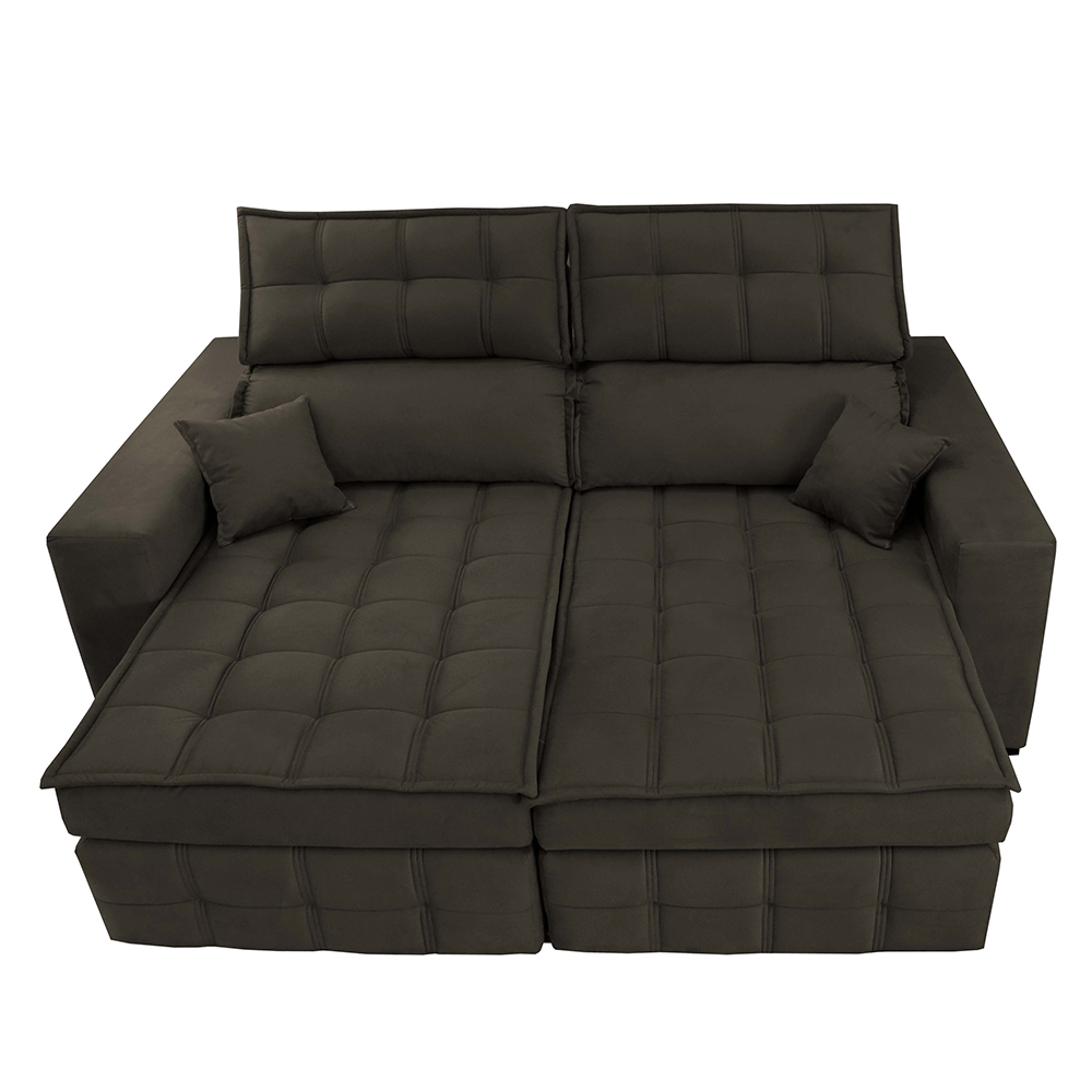 Sofá Retrátil e Reclinável 1,80m Molas Ensacadas e Costura Tripla Cama inBox Nobre Suede Café