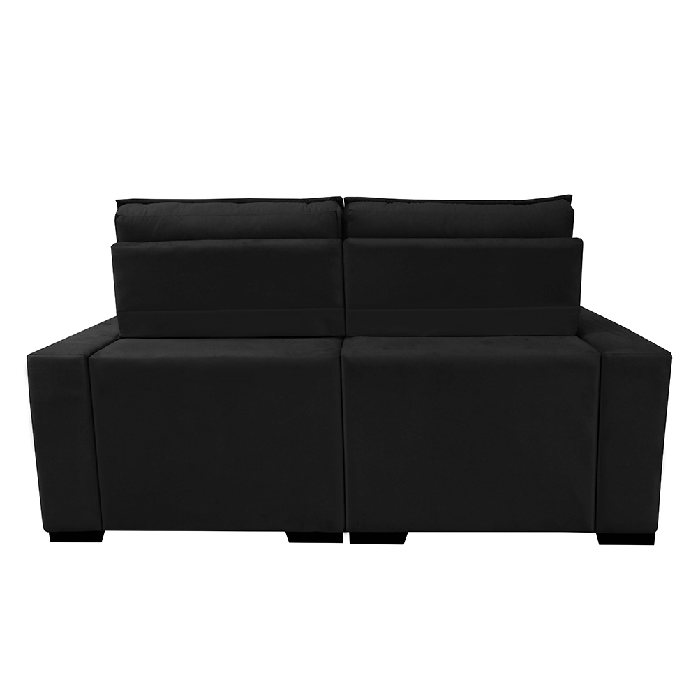 Sofá Retrátil e Reclinável 1,80m Molas Ensacadas e Costura Tripla Cama inBox Nobre Suede Preto