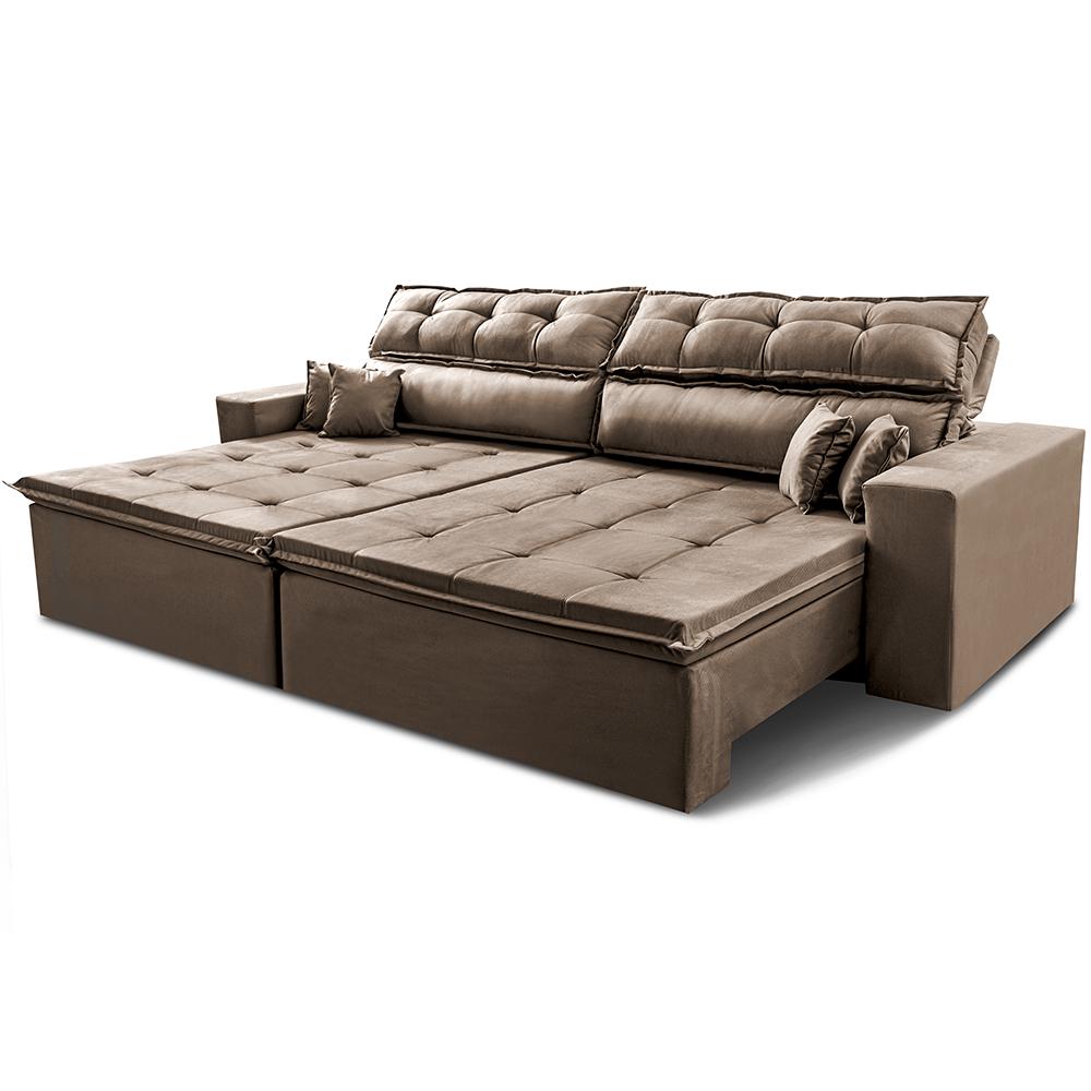 Sofá Retrátil e Reclinável 1,82m Luxos Cama inBox Velusoft Cinza