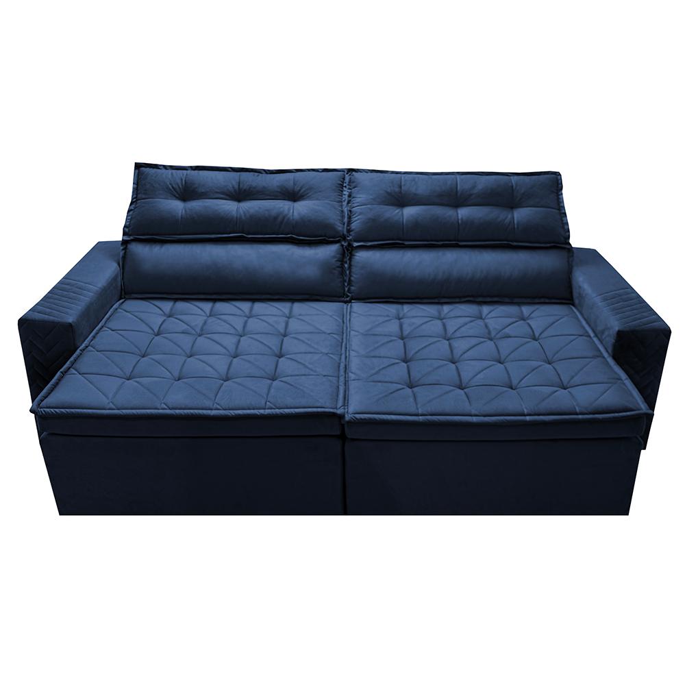 Sofá Retrátil e Reclinável 2,00m Cama inBox Charm Velusoft Azul