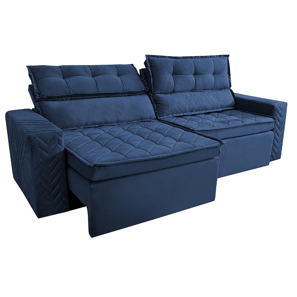 Sofá Retrátil e Reclinável 2,00m Cama inBox Charm Velusoft Azul