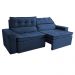 Sofá Retrátil e Reclinável 2,00m Cama inBox Charm Velusoft Azul