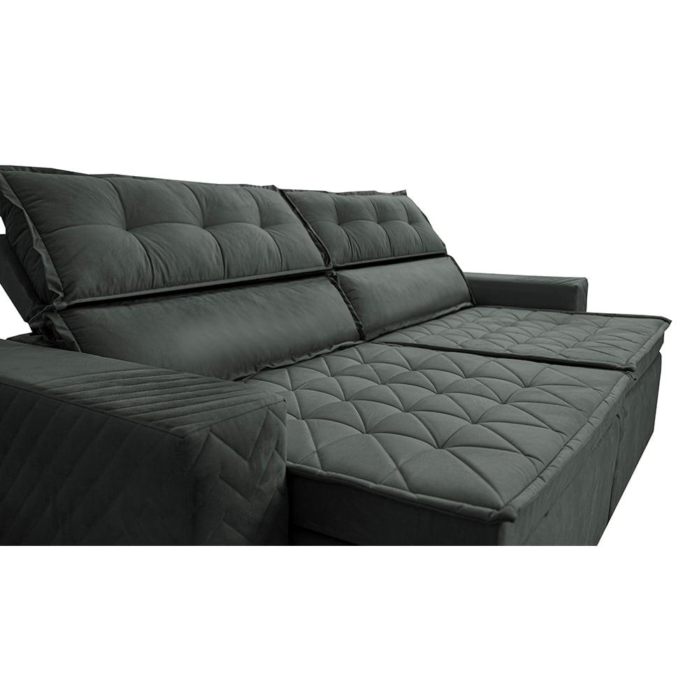 Sofá Retrátil e Reclinável 2,00m Cama inBox Charm Velusoft Cinza