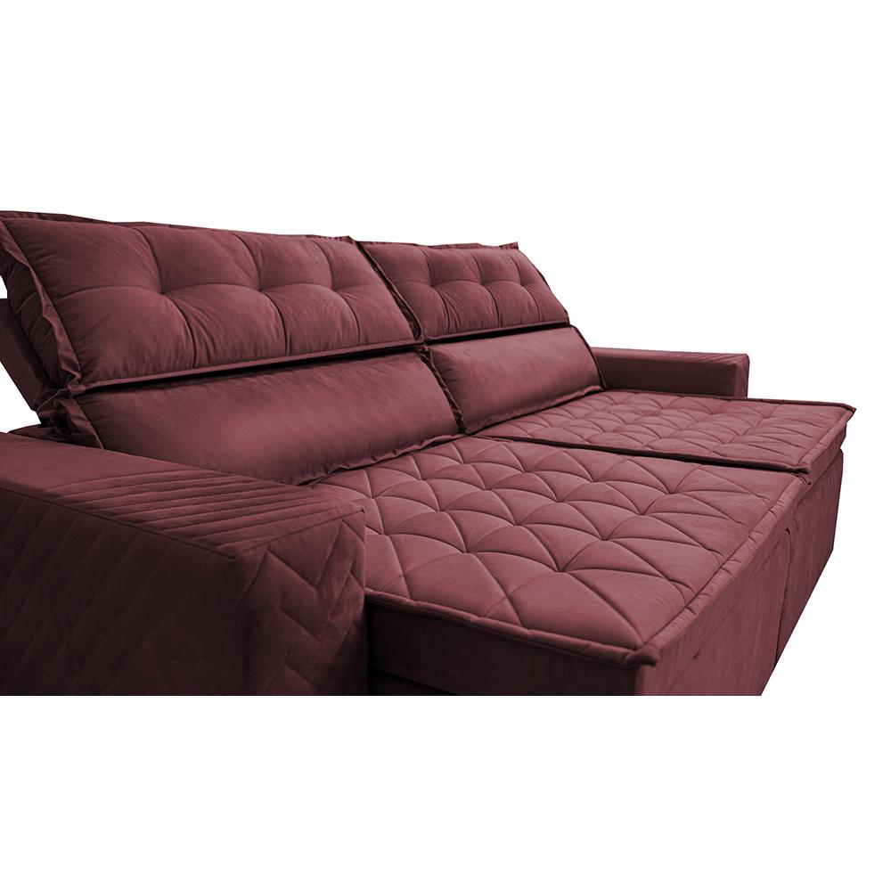 Sofá Retrátil e Reclinável 2,00m Cama inBox Charm Velusoft Vinho