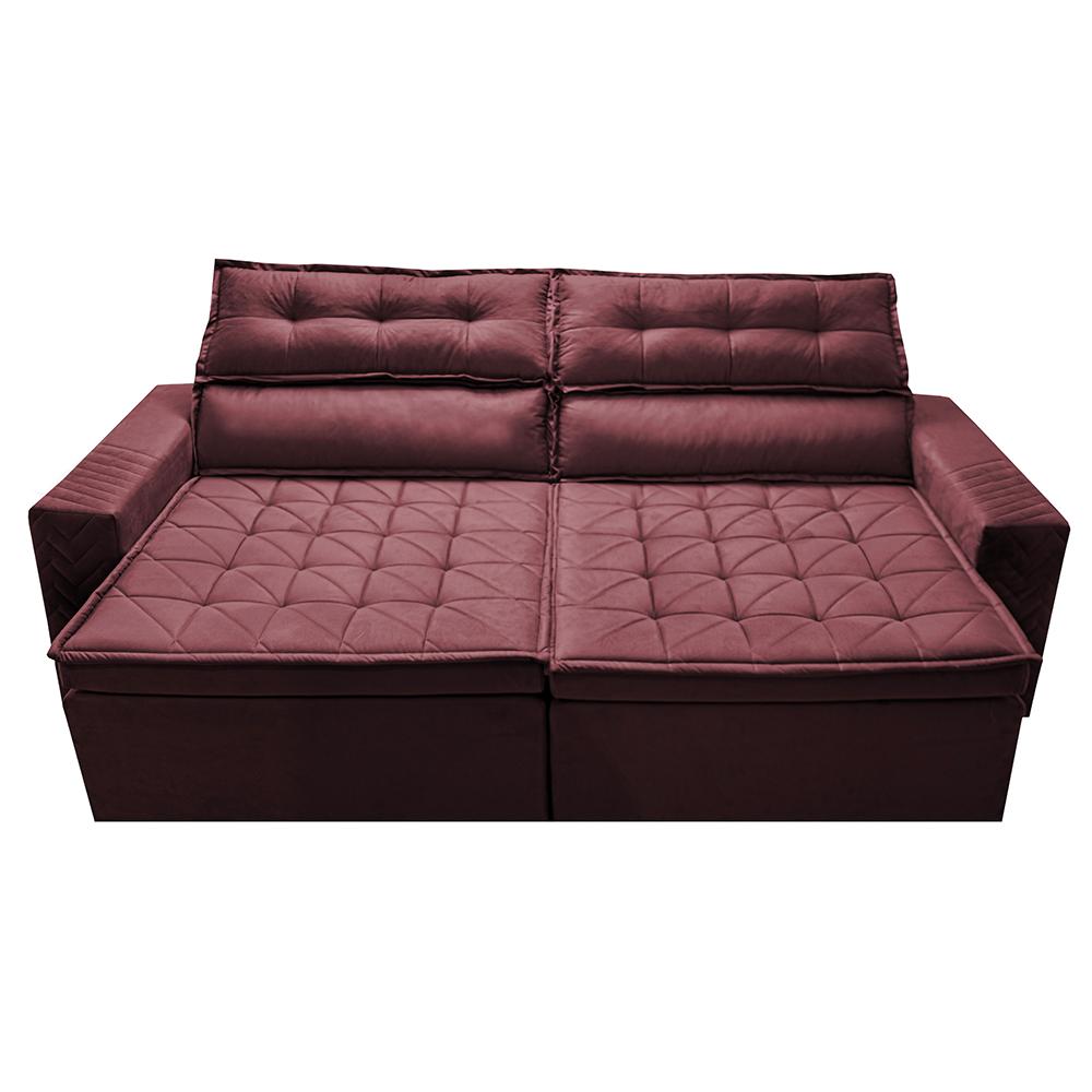 Sofá Retrátil e Reclinável 2,00m Cama inBox Charm Velusoft Vinho