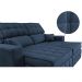 Sofá Retrátil e Reclinável 2,00m Molas Ensacadas e Costura Tripla Cama inBox Nobre Suede Azul