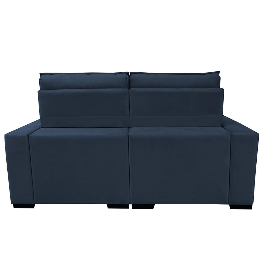 Sofá Retrátil e Reclinável 2,00m Molas Ensacadas e Costura Tripla Cama inBox Nobre Suede Azul