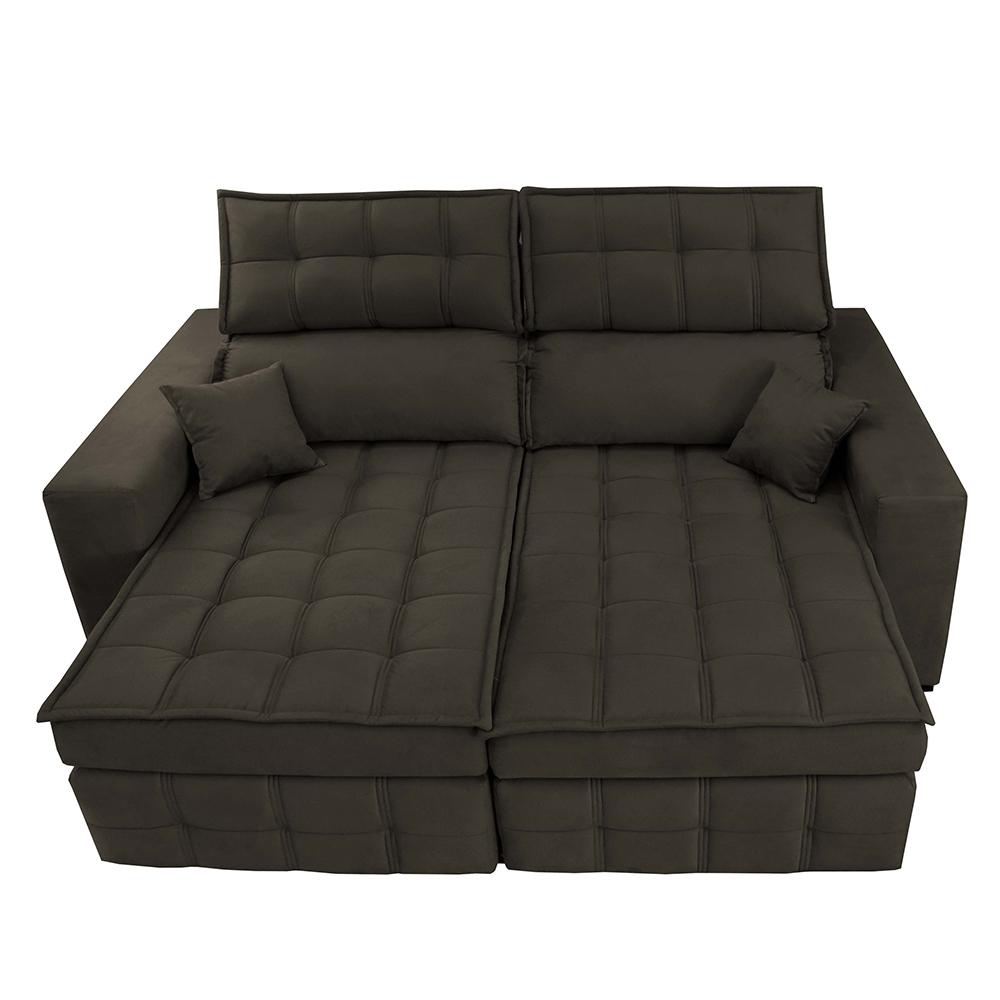 Sofá Retrátil e Reclinável 2,00m Molas Ensacadas e Costura Tripla Cama inBox Nobre Suede Café
