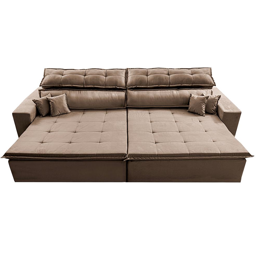 Sofá Retrátil e Reclinável 2,02m Luxos Cama inBox Velusoft Castor