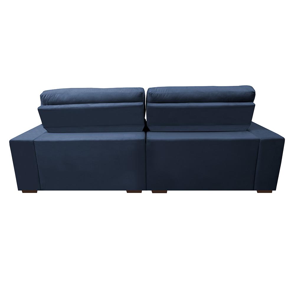 Sofá Retrátil e Reclinável 2,12m Molas Ensacadas Cama inBox Brasil Velusoft Azul