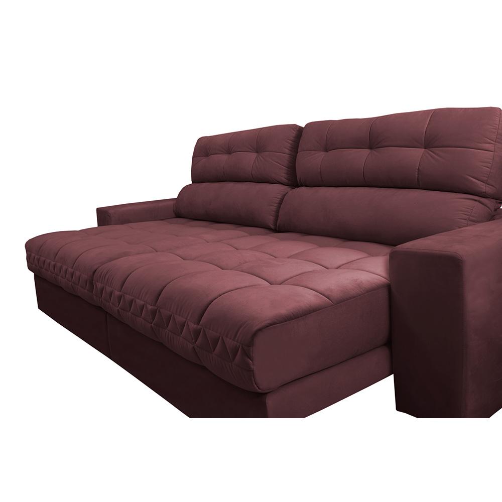 Sofá Retrátil e Reclinável 2,12m Molas Ensacadas Cama inBox Brasil Velusoft Vinho