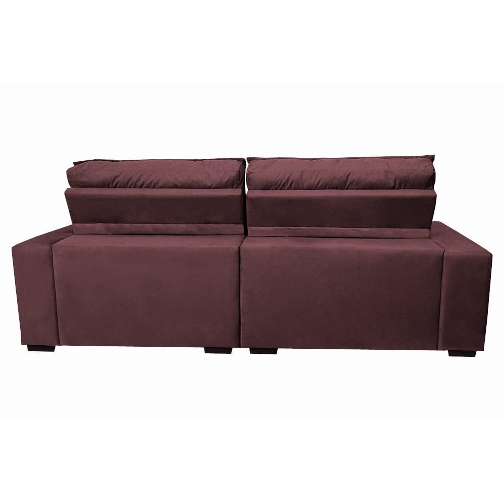 Sofá Retrátil e Reclinável 2,12m Molas Ensacadas Cama inBox Catar Velusoft Vinho