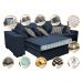 Sofá Retrátil e Reclinável 2,12m com Molas Ensacadas Cama Inbox Supreme Tecido Suede Velusoft Azul
