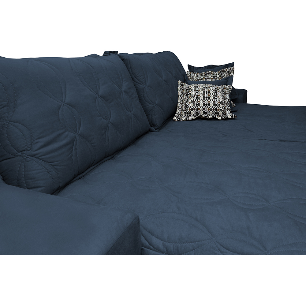 Sofá Retrátil e Reclinável 2,12m com Molas Ensacadas Cama Inbox Supreme Tecido Suede Velusoft Azul