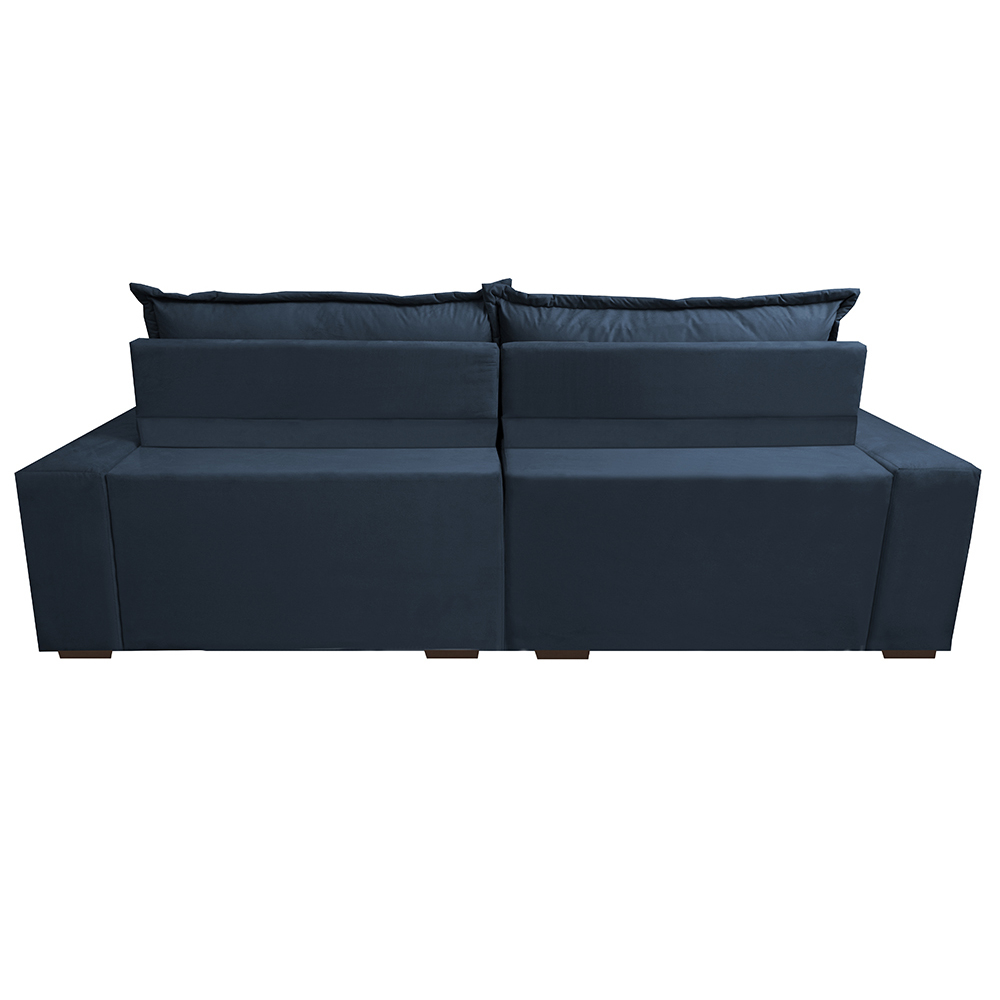 Sofá Retrátil e Reclinável 2,12m com Molas Ensacadas Cama Inbox Supreme Tecido Suede Velusoft Azul
