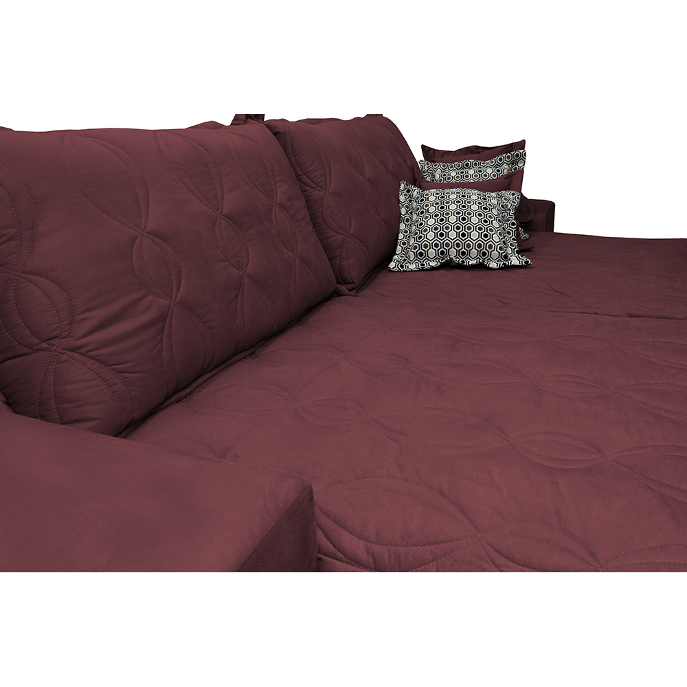Sofá Retrátil e Reclinável 2,12m com Molas Ensacadas Cama Inbox Supreme Tecido Suede Velusoft Vinho