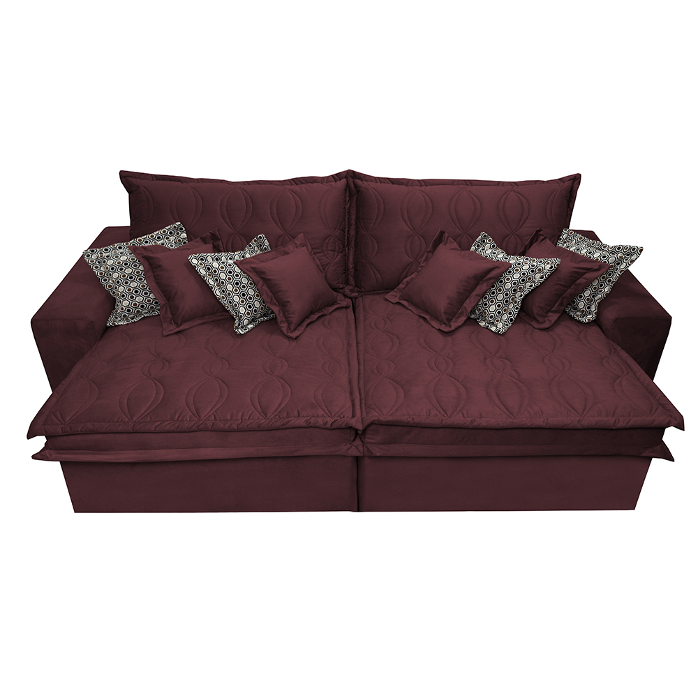 Sofá Retrátil e Reclinável 2,12m com Molas Ensacadas Cama Inbox Supreme Tecido Suede Velusoft Vinho