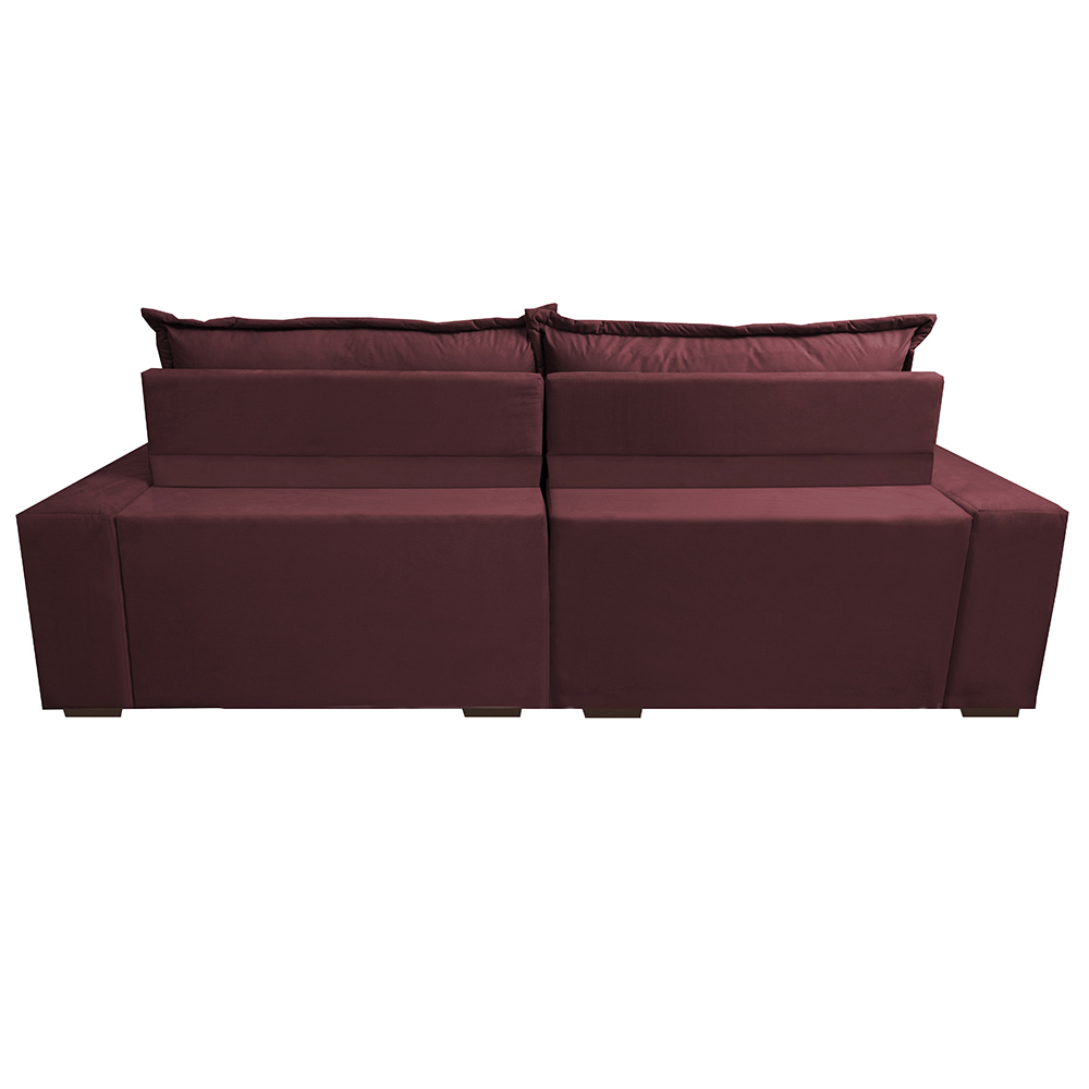 Sofá Retrátil e Reclinável 2,12m com Molas Ensacadas Cama Inbox Supreme Tecido Suede Velusoft Vinho