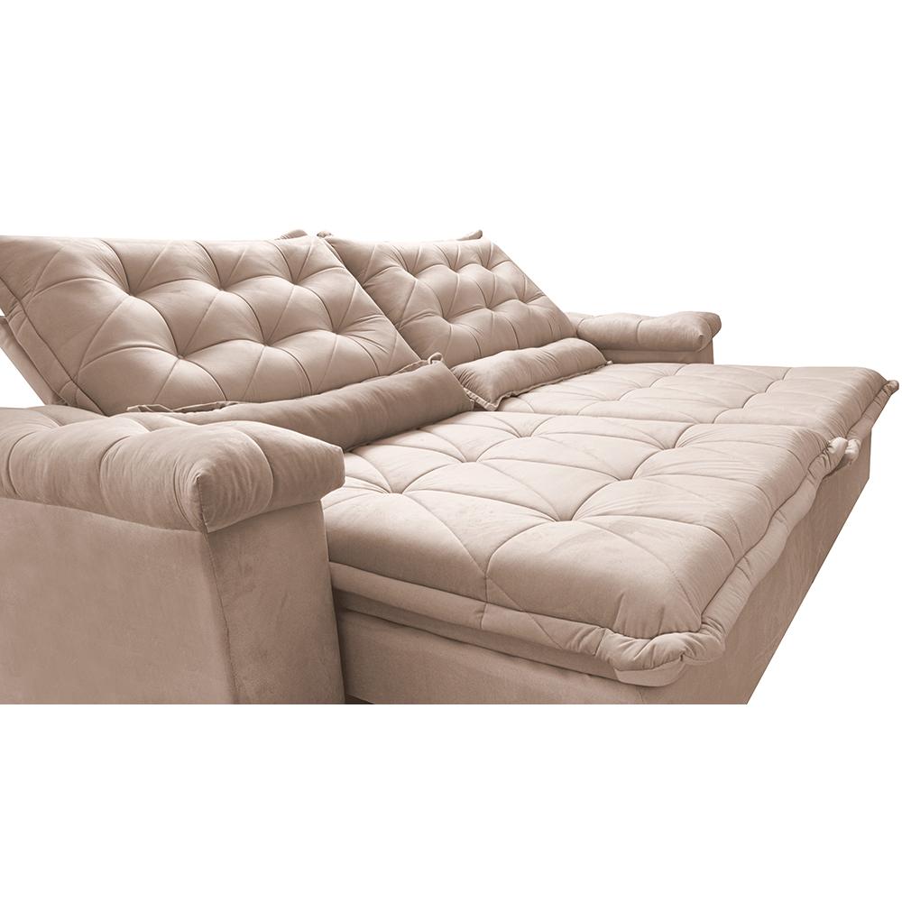 Sofá Retrátil e Reclinável 2,15m Cama inBox Big Fresh com SoftGel D40 Velupluma Bege