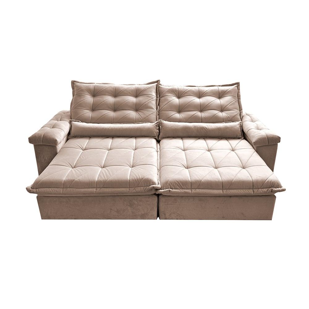 Sofá Retrátil e Reclinável 2,15m Cama inBox Big Fresh com SoftGel D40 Velupluma Bege