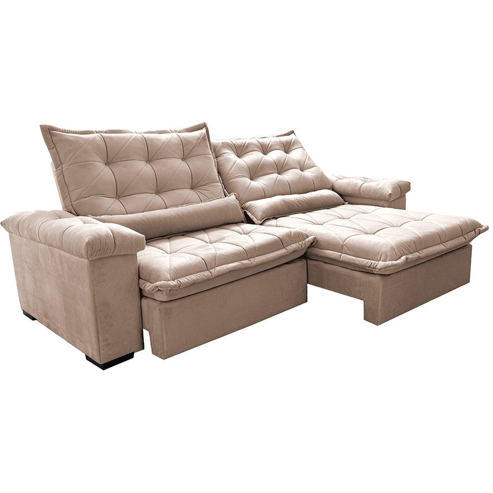 Sofá Retrátil e Reclinável 2,15m Cama inBox Big Fresh com SoftGel D40 Velupluma Bege
